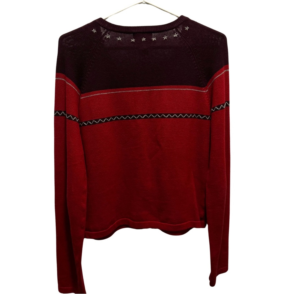 American Eagle Cardigan Sweater maroon/Red full zipper Southwestern, size L - Picture 5 of 5
